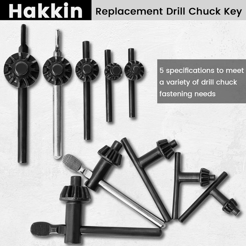 Hakkin 5PCS Drill Chuck Key Wrench 3/4" 5/8" 1/2" 3/8" 1/4" Carbon Steel Heavy Duty Thumb Handle Replacement Drill Clamping Wrench for Electric Drill Clamping Tool - Image 3